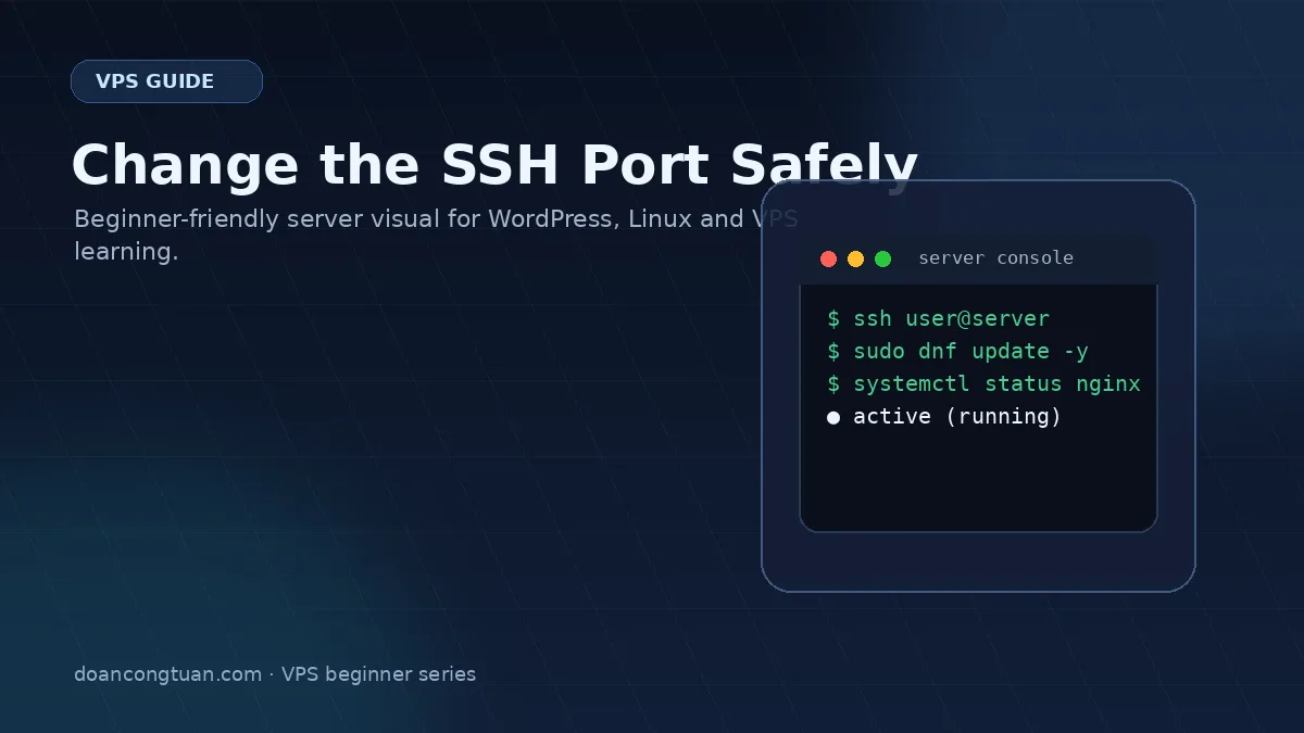Terminal showing sshd_config file open in nano with Port directive highlighted