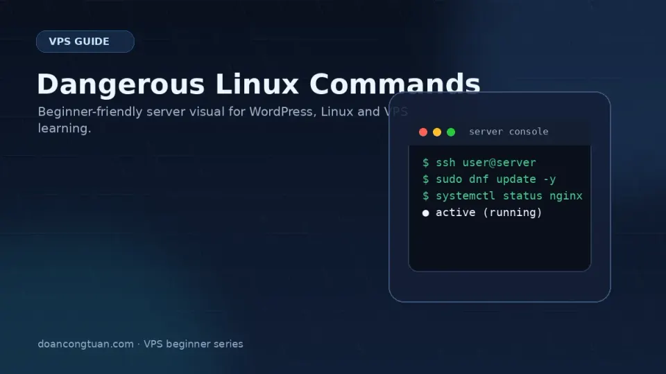 Terminal showing rm -rf command with a red warning overlay — stop before you run this