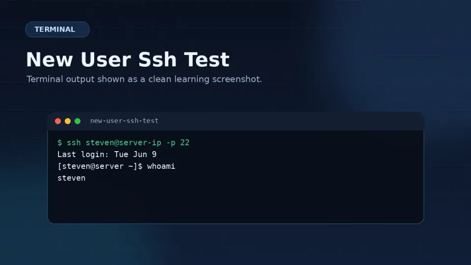 Two terminal windows side by side — left shows root session still open, right shows successful login as new user steven