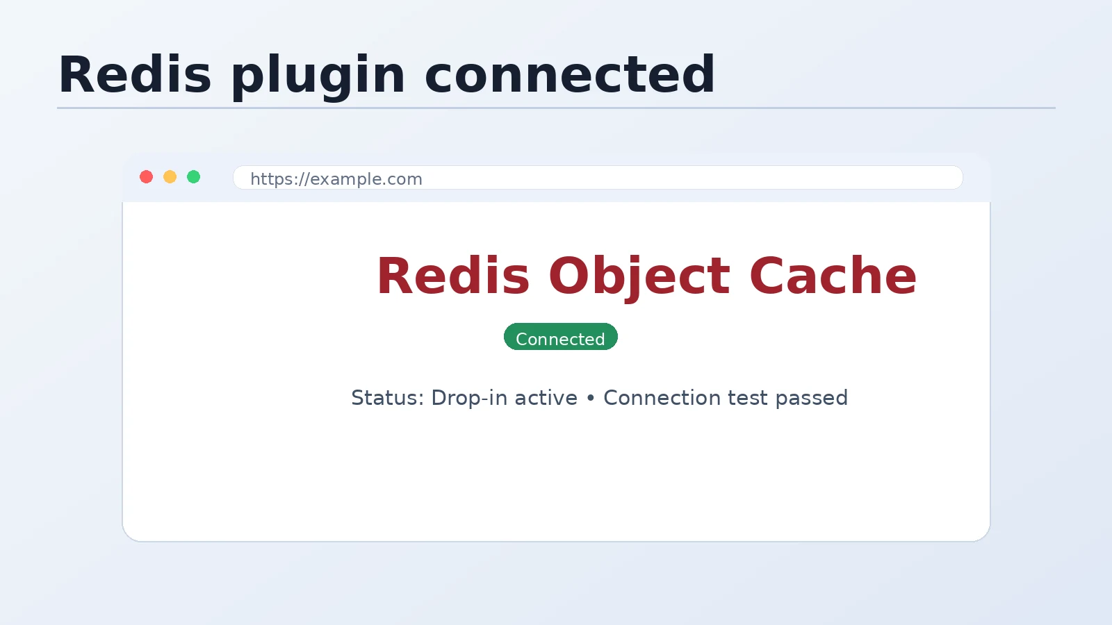 WordPress Redis Object Cache plugin settings page showing Connected status with cache hit ratio and memory usage statistics