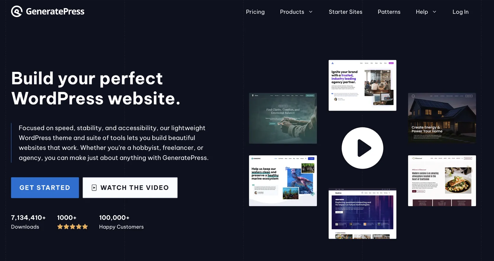 GeneratePress dashboard — actual interface screenshot