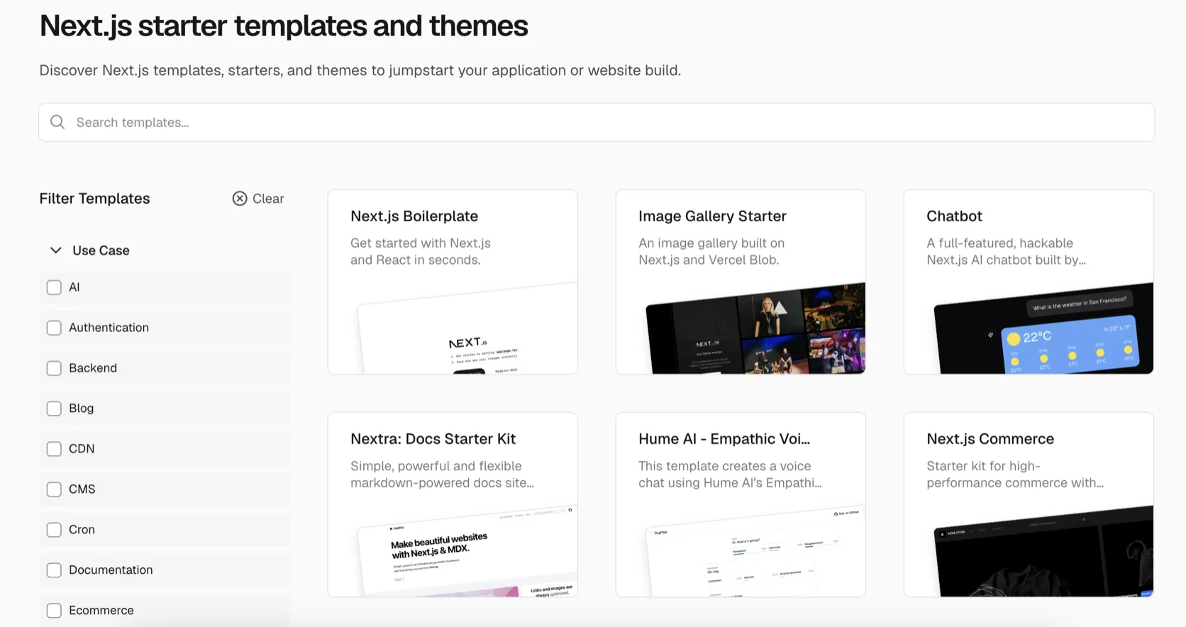 Next.js dashboard — actual interface screenshot