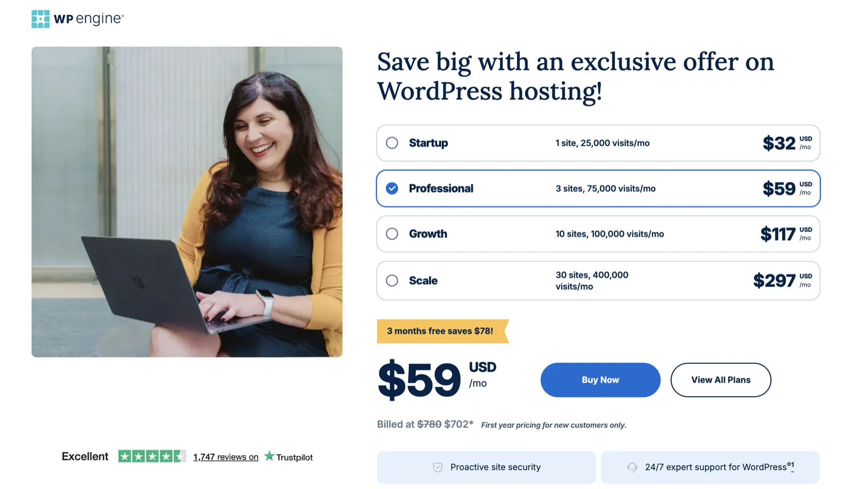 WP Engine dashboard — actual interface screenshot